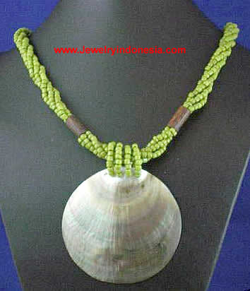 Beads & Mother of Pearl Shell Necklace Made in Bali Indonesia