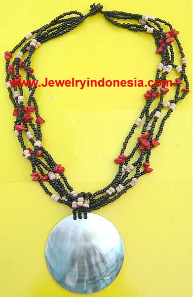 Beads and pearl shell necklace from Bali Indonesia