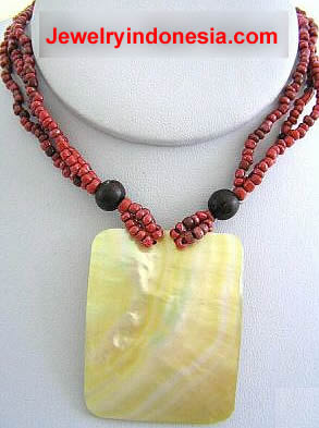 Beads & Mother of Pearl Shell Necklace from Bali Indonesia