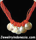 BEADED NECKLACE WITH MOP SHELL HANDMADE BEADED JEWELRY COMPANY IN BALI