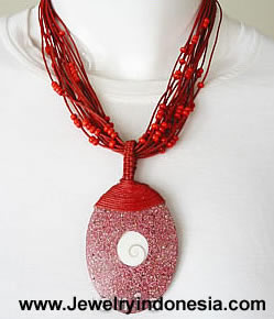 Resin & Shell Necklace with Beads