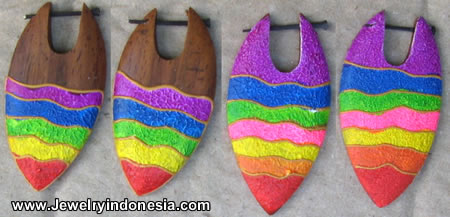 Painted Sono Wood Earrings Fashion Jewelry Bali