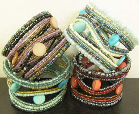 JiBrP6-10 Beads Wire Bracelets Jewelry Bali