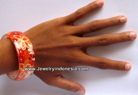 Resin Bangles Bali Indonesia Paper Textile Fabric Fashion Jewelry